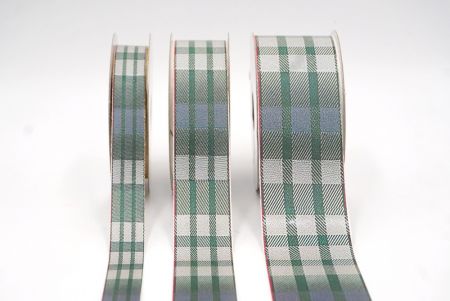 Jägergrün und Grau Modern Plaid-Ribbon_AI